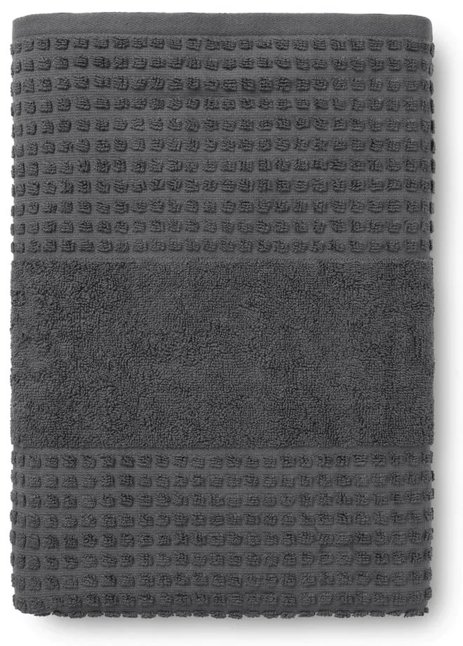 Tmavosivá froté osuška z Bio bavlny 70x140 cm Check – JUNA