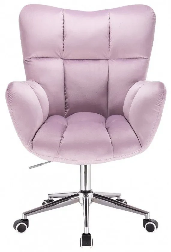 LuxuryForm DESIGN Kreslo AURORA VELUR na strieborné podstave s kolieskami - levanduľa