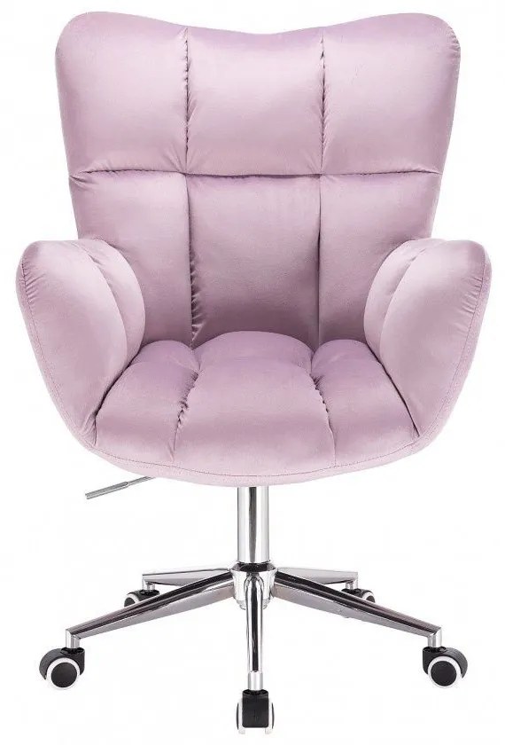 LuxuryForm DESIGN Otočné kreslo AURORA VELUR na striebornej podstave s kolieskami - levanduľa