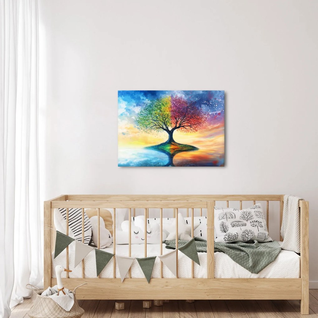 Obraz – Maľovaný strom ročných období (70x50 cm)