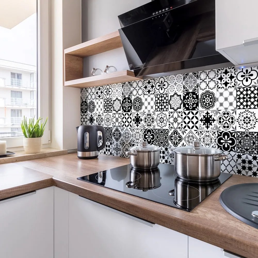 Súprava 9 nástenných samolepiek Ambiance Cement Tiles Alexia, 10 x 10 cm