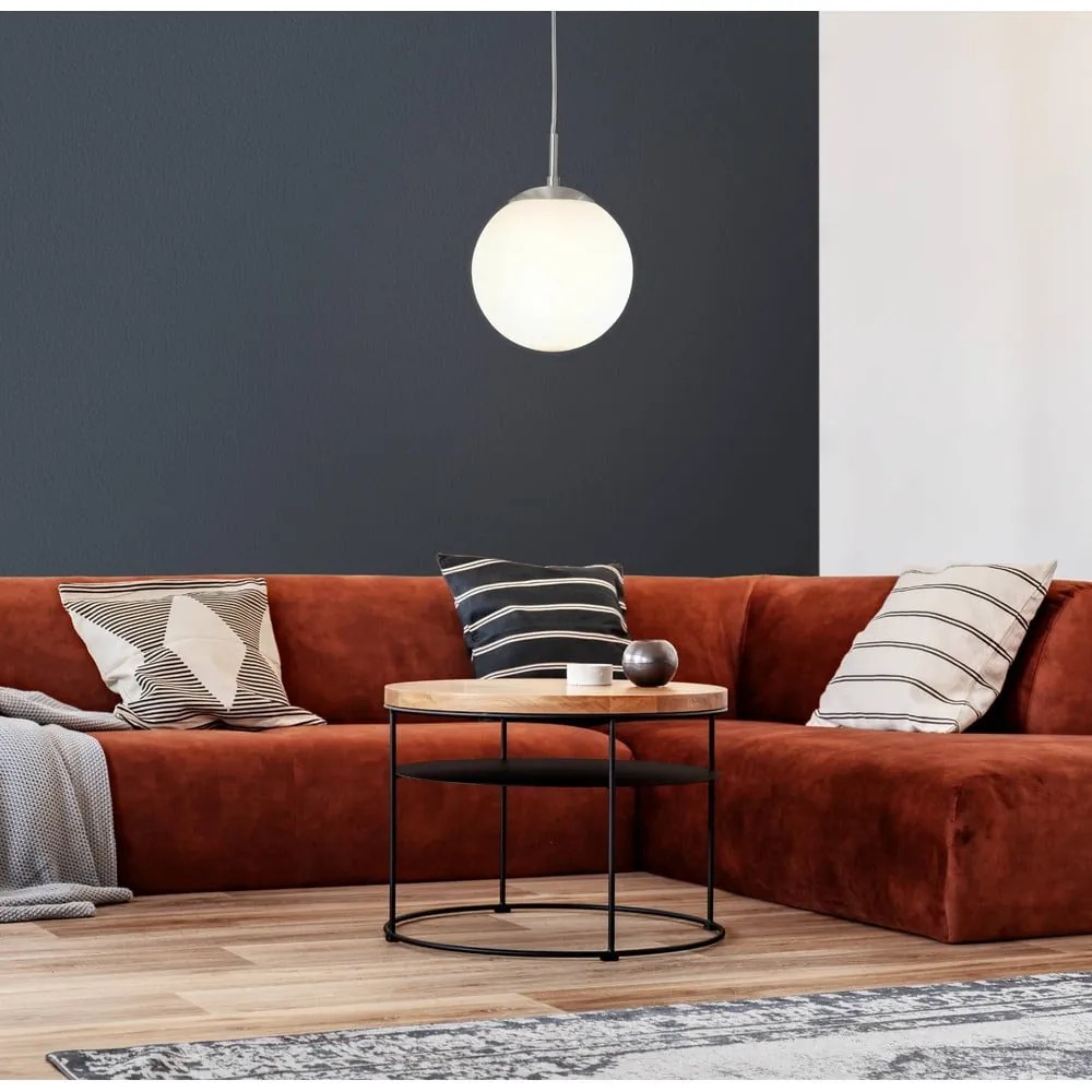 Závesné svietidlo v bielo-striebornej farbe so skleneným tienidlom ø 20 cm RONDO – EGLO