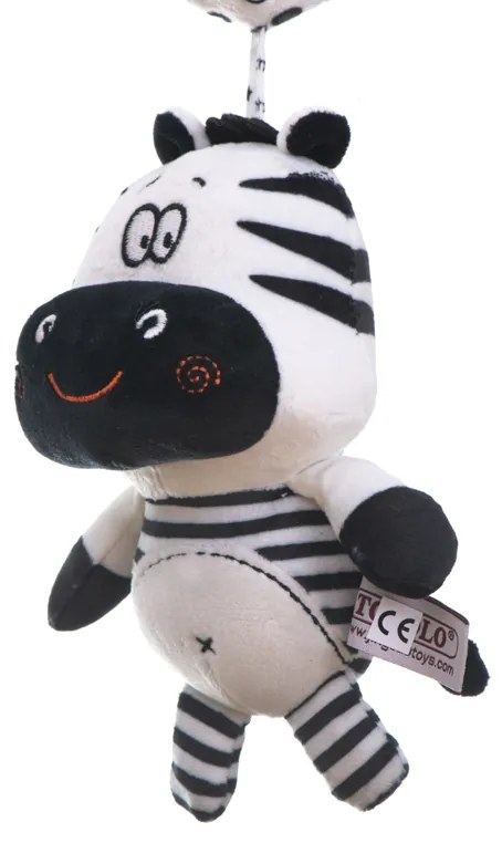 KIK Senzorický prívesok s hrkálkou kontrastný zebra