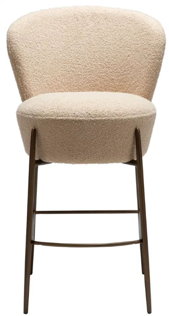 ORBIT ČALÚNENÁ BAROVÁ STOLIČKA almond bouclé/antique brass