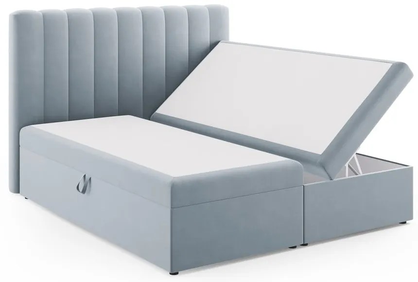 Svetlomodrá boxspring posteľ s úložným priestorom 180x200 cm Gina – Milo Casa