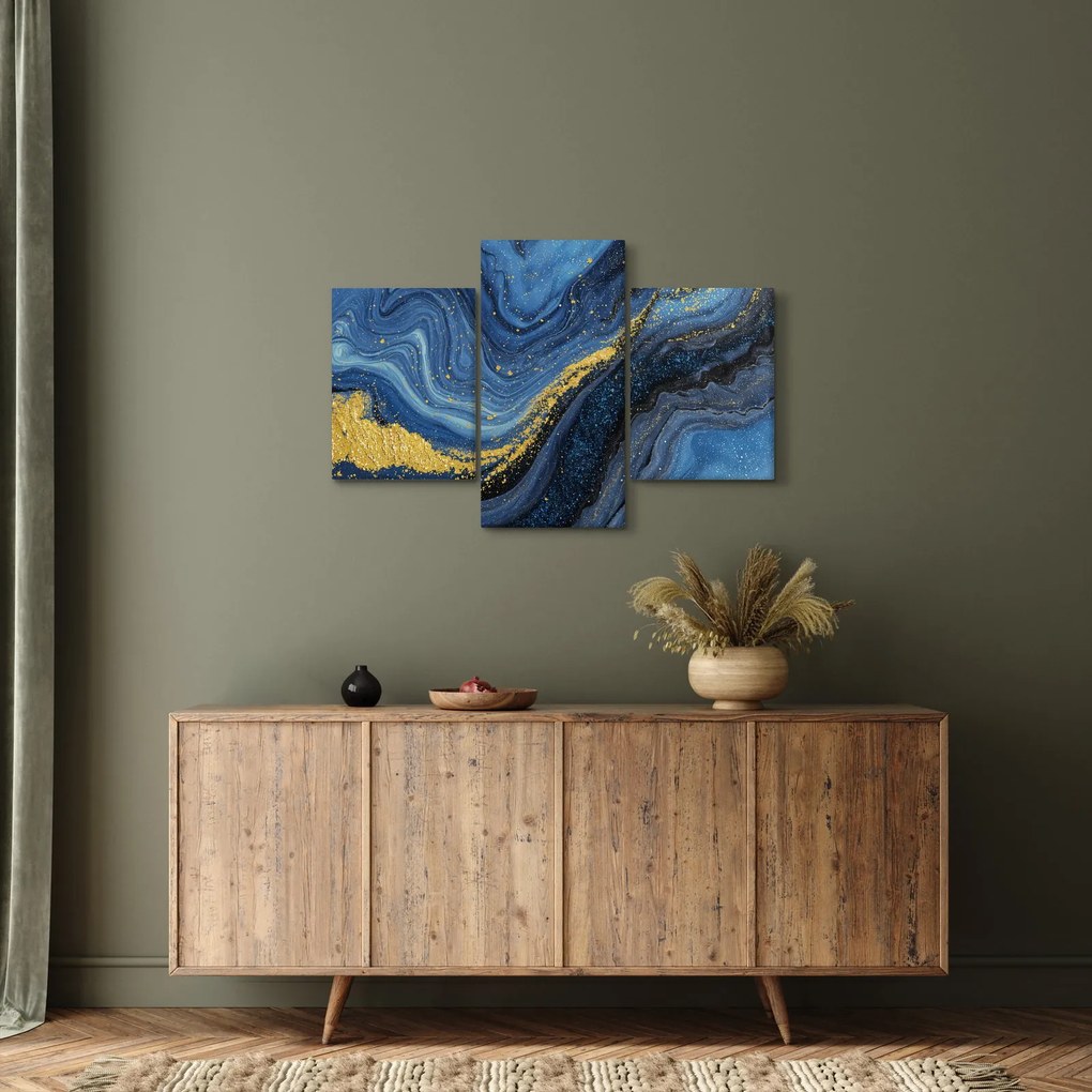 Obraz - Modro-zlatá abstrakcia (90x60 cm)