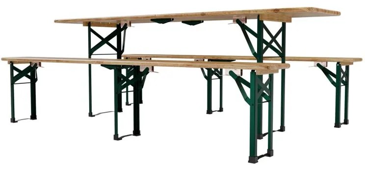 Pivný set 220 cm z jedľového dreva, skladacia, nosnosť 250kg