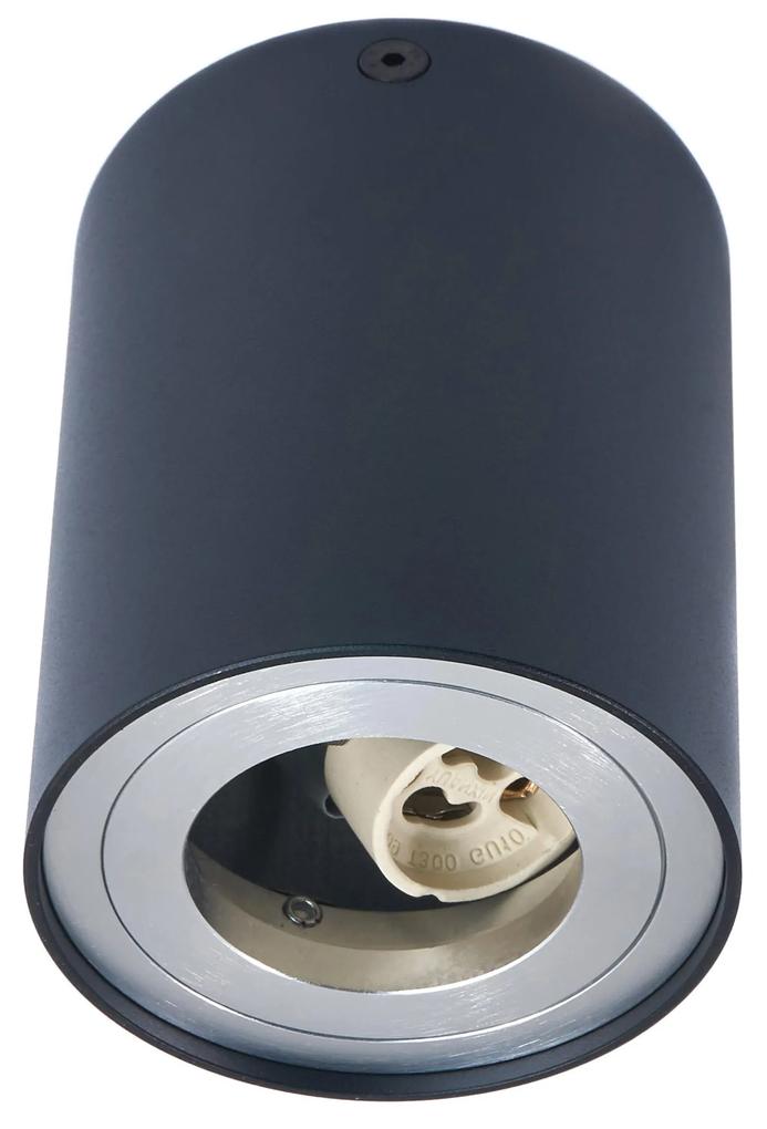 BERGE Podhľadové bodové svietidlo OS200-CPA nevýklopné - kruhové - čierno strieborná + pätica GU10