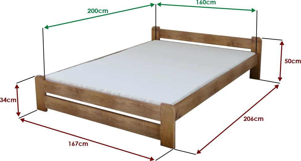 AKCIA Posteľ Emily 160 x 200 cm, dub II. akosť