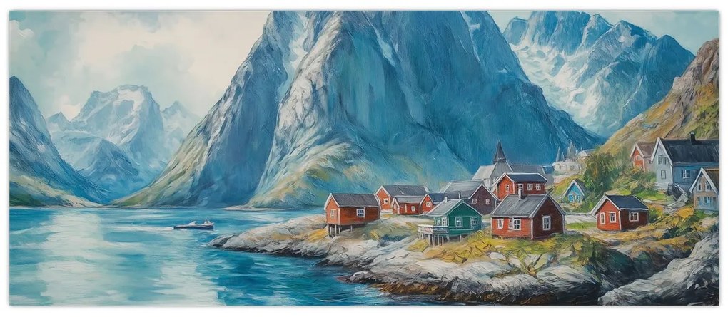 Obraz - Nórska dedinka (120x50 cm)
