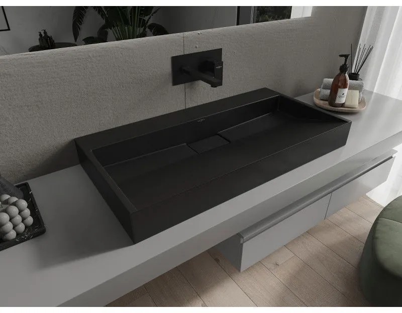 Mexen Ava, umývadlo na dosku z konglomerátu B/O 90 x 46 cm, čierna matná, 23019070