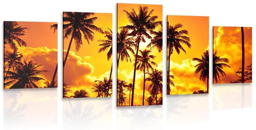 5-dielny obraz kokosové palmy na pláži Varianta: 200x100