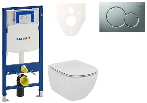 Cenovo zvýhodnený závesný WC set Geberit do ľahkých stien / predstenová montáž + WC Ideal Standard Tesi 111.300.00.5NE3, 1 ks