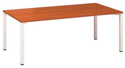 Konferenčný stôl Alfa 420 s bielym podnožím, 200 x 100 x 74,2 cm, dezén čerešňa