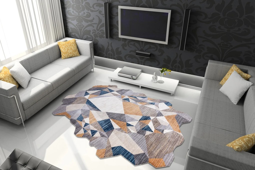 Moderný koberec TINE 75419A Mozaika, sivo/ žltý