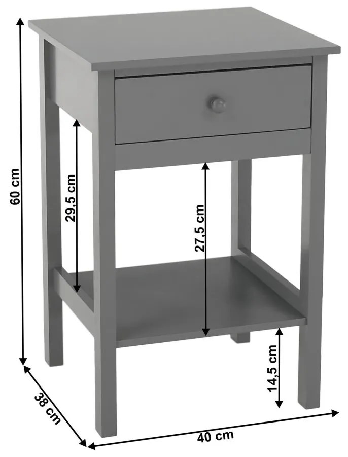 Tempo Kondela Nočný stolík, sivá, MALISE