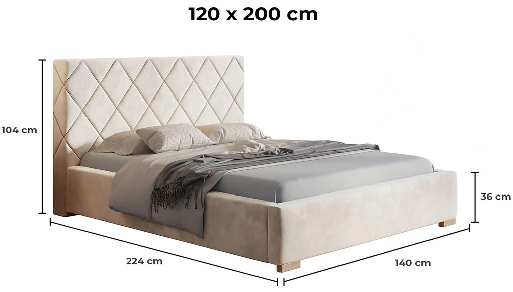 PROXIMA.store - Dizajnová čalúnená posteľ TORI ROZMER: 140 x 200 cm, FARBA NÔH: chrómová