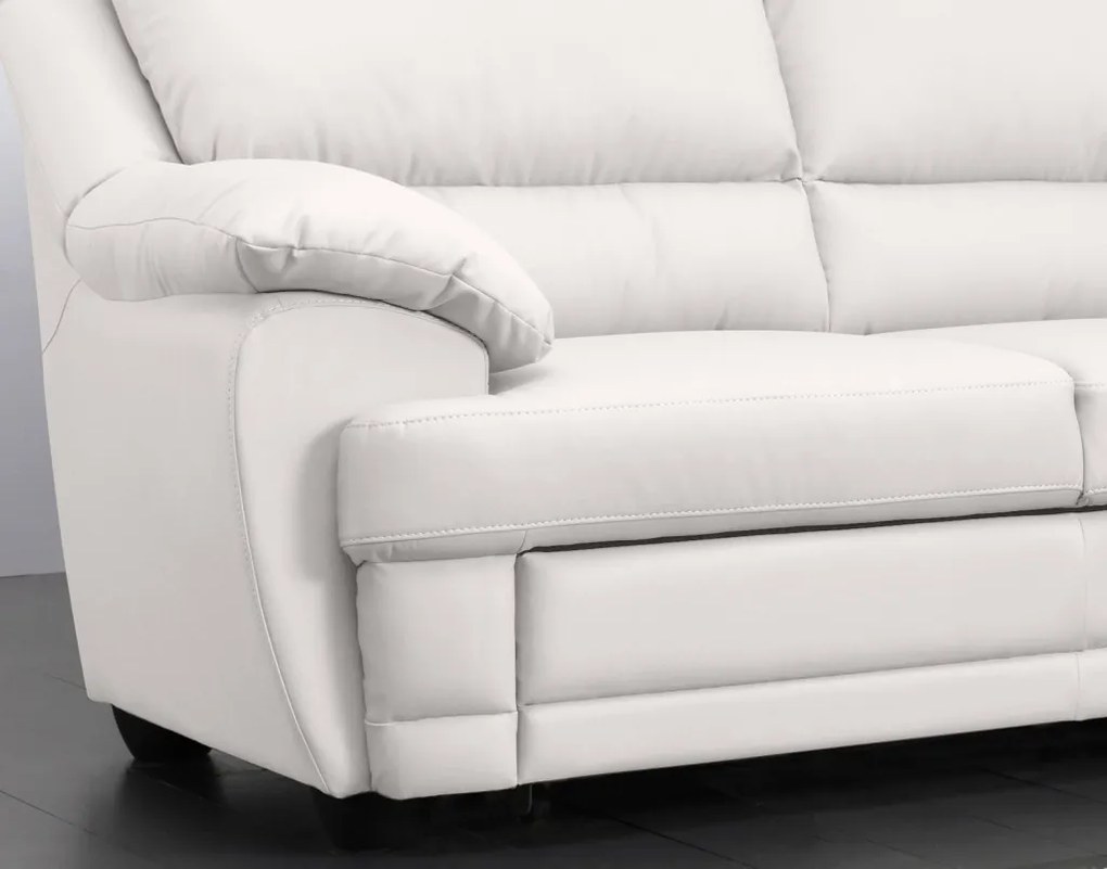 Rohová sedacia súprava Nebolo, biela koža, pravý roh