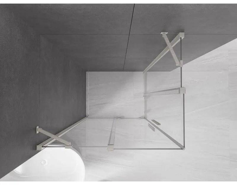 Mexen Velar Duo, sprchový kút s posuvnými dverami 100 x 90 cm, 8mm číre sklo, brúsená oceľ, 871-100-090-02-97