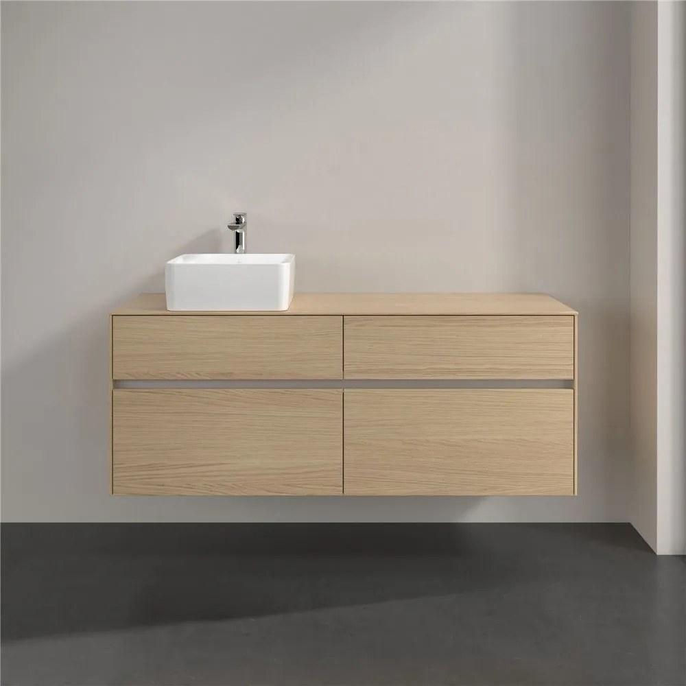 VILLEROY &amp; BOCH Collaro závesná skrinka pod umývadlo na dosku (umývadlo vľavo), 4 zásuvky, 1400 x 500 x 548 mm, Nordic Oak, C04600VJ