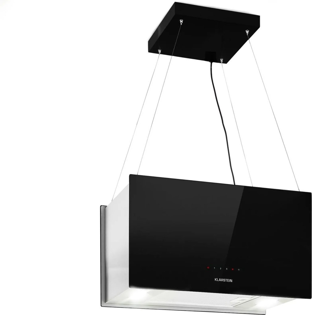 Klarstein Kronleuchter L, digestor, 60 cm, ostrovčekový, 590 m³/h, dotykové ovládanie, LED, čierny
