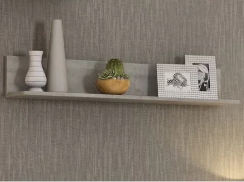 Nástenná polica Carlos, šedý beton, 120 cm%