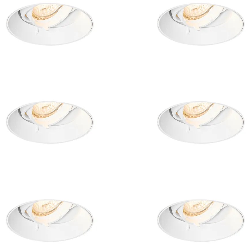 Sada 6 moderných zapustených bodových svetiel biela GU10 okrúhla bezrámová - Oneon