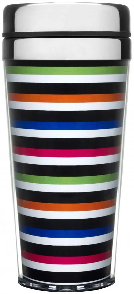 Cestovný termohrnček SAGAFORM Striped Car Mug, úzke prúžky, 40cl