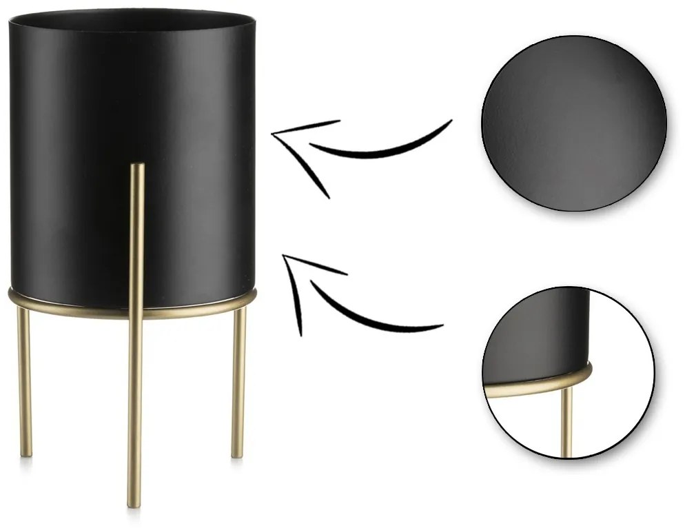 Kvetináč na stojane LOFT III 22 cm čierny