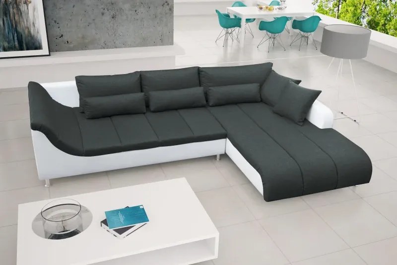 LOFT rohová sedacia súprava, pravá, biela/čierna (soft 17/inari 100)