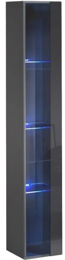 Závesná skrinka Switch Sklo WW1 Grafit + LED