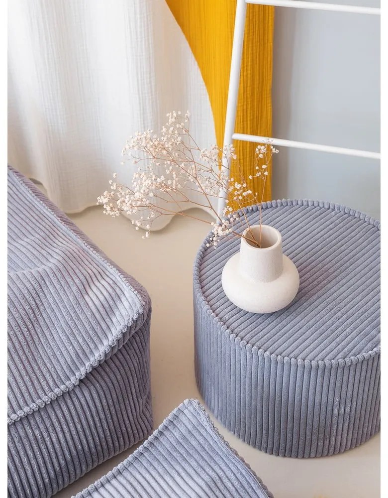 Modrý menčestrový detský puf – Wigiwama