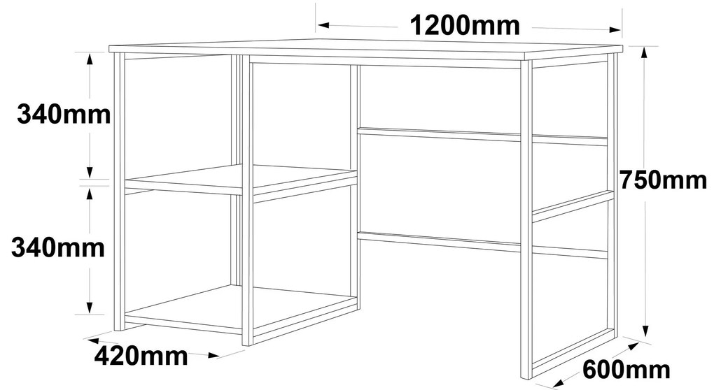 Písací stôl BODLE biely mramor/zlatý