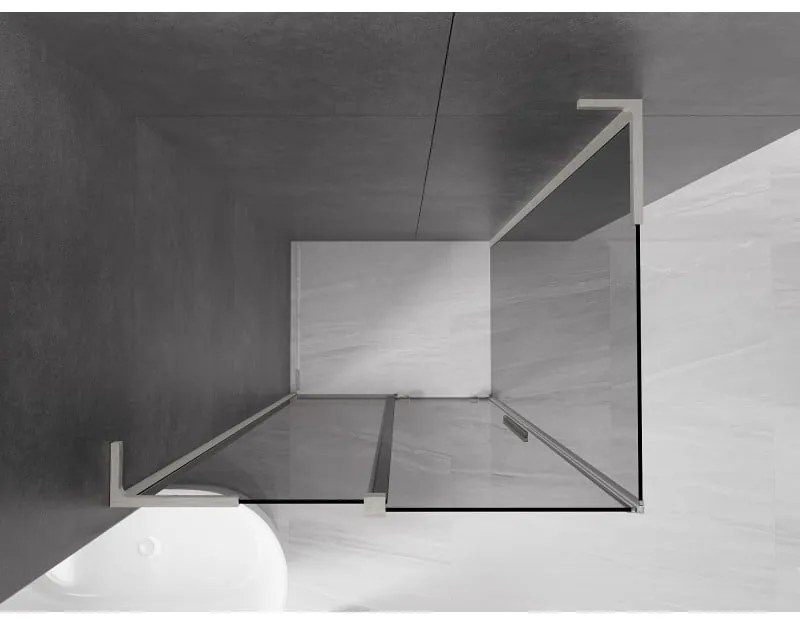 Mexen Velar L, sprchový kút s posuvnými dverami 100 x 90 cm, 8mm šedé sklo, brúsená oceľ, 871-100-090-43-97