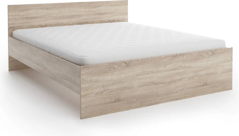 Posteľ ELISA 160 x 200 cm, dub sonoma Rošt: S lamelovým roštom, Matrac: Matrac Deluxe 10 cm