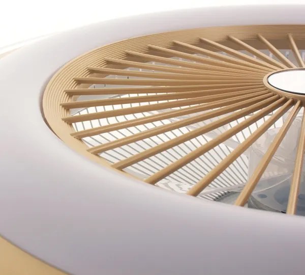 LED Stmievateľné stropné svietidlo s ventilátorom ZEPHYR LED/48W/230V zlatá + DO