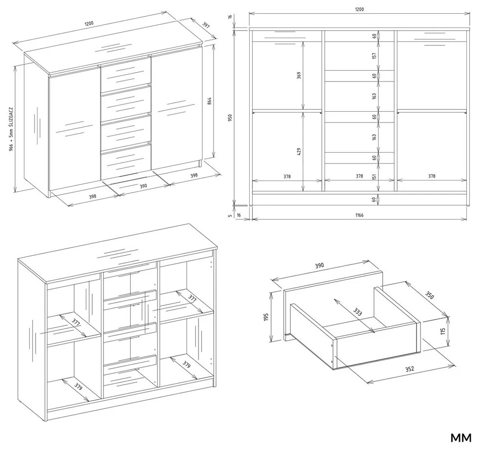 Komoda Musecalo 8 (dub artisan + kašmír). Akcia -20%. Vlastná spoľahlivá doprava až k Vám domov. 1132843