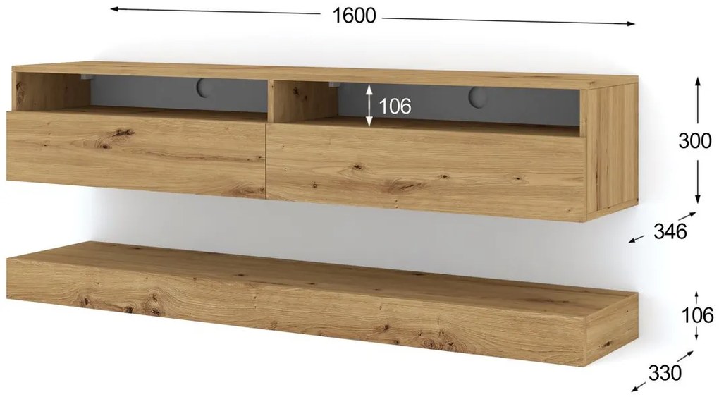 TV stolík/skrinka Dual 160 (dub artisan). Akcia -19%. Vlastná spoľahlivá doprava až k Vám domov. 1124830