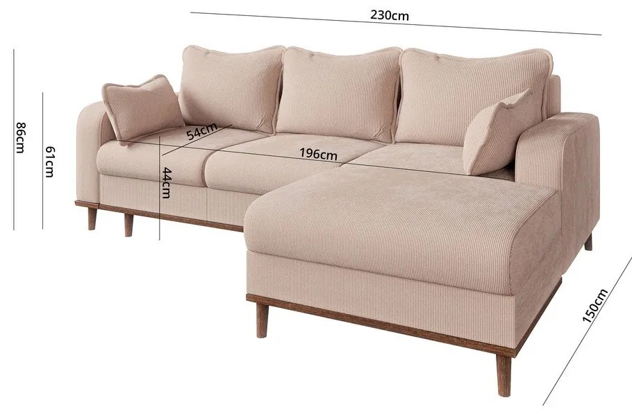 Béžová menčestrová rohová pohovka (pravý roh) Beata – Ropez