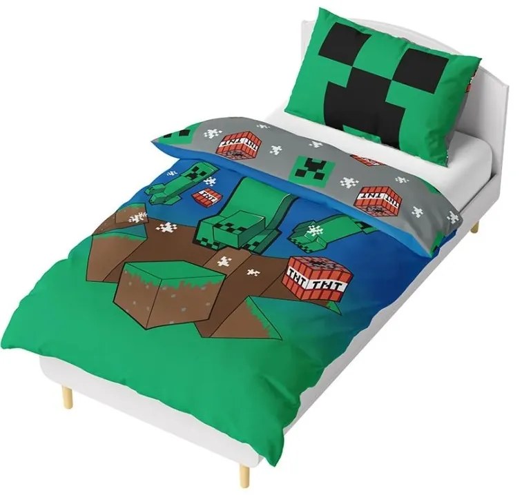 Detské obliečky Minecraft Creeper Explode 140x200/70x90 cm