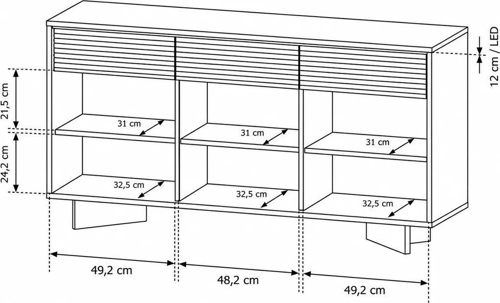 KOMODA GALLIANO DUB BOLIVAR + CAPPUCCINO LED 154 cm