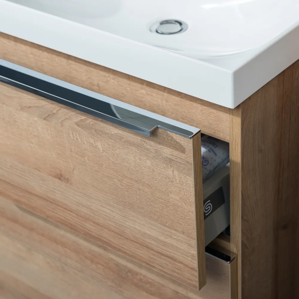 Mereo, Mereo Mailo, kúpeľňová skrinka 81 cm, chróm madlo, Multidecor, Biela Arctic, MER-CN591SBIAA