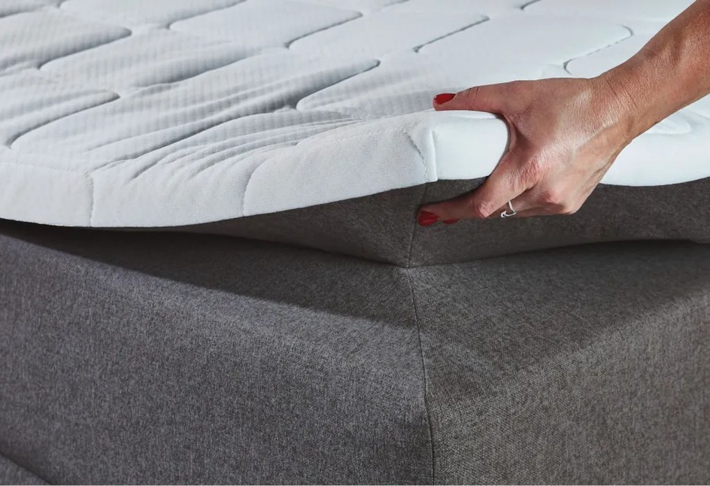 Posteľ boxspring s osvetlením Fargo 180x200 cm, šedá látka