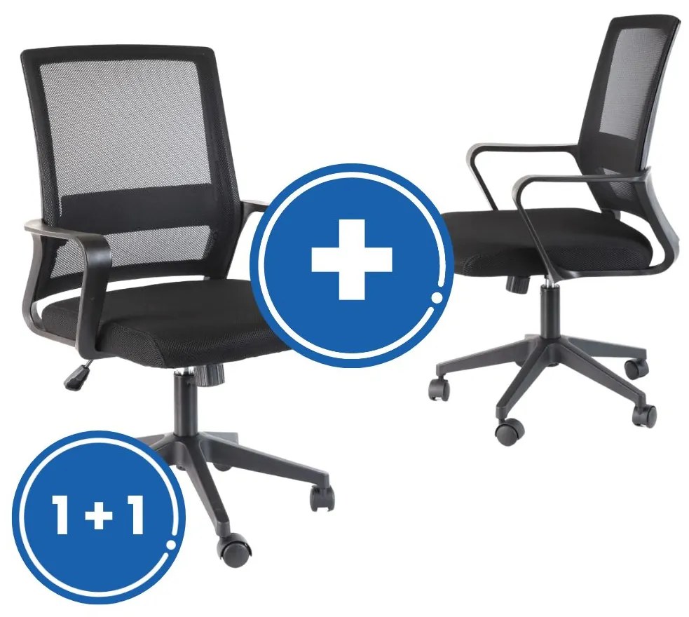 Kancelárska stolička Mona 1 + 1 ZADARMO, čierna