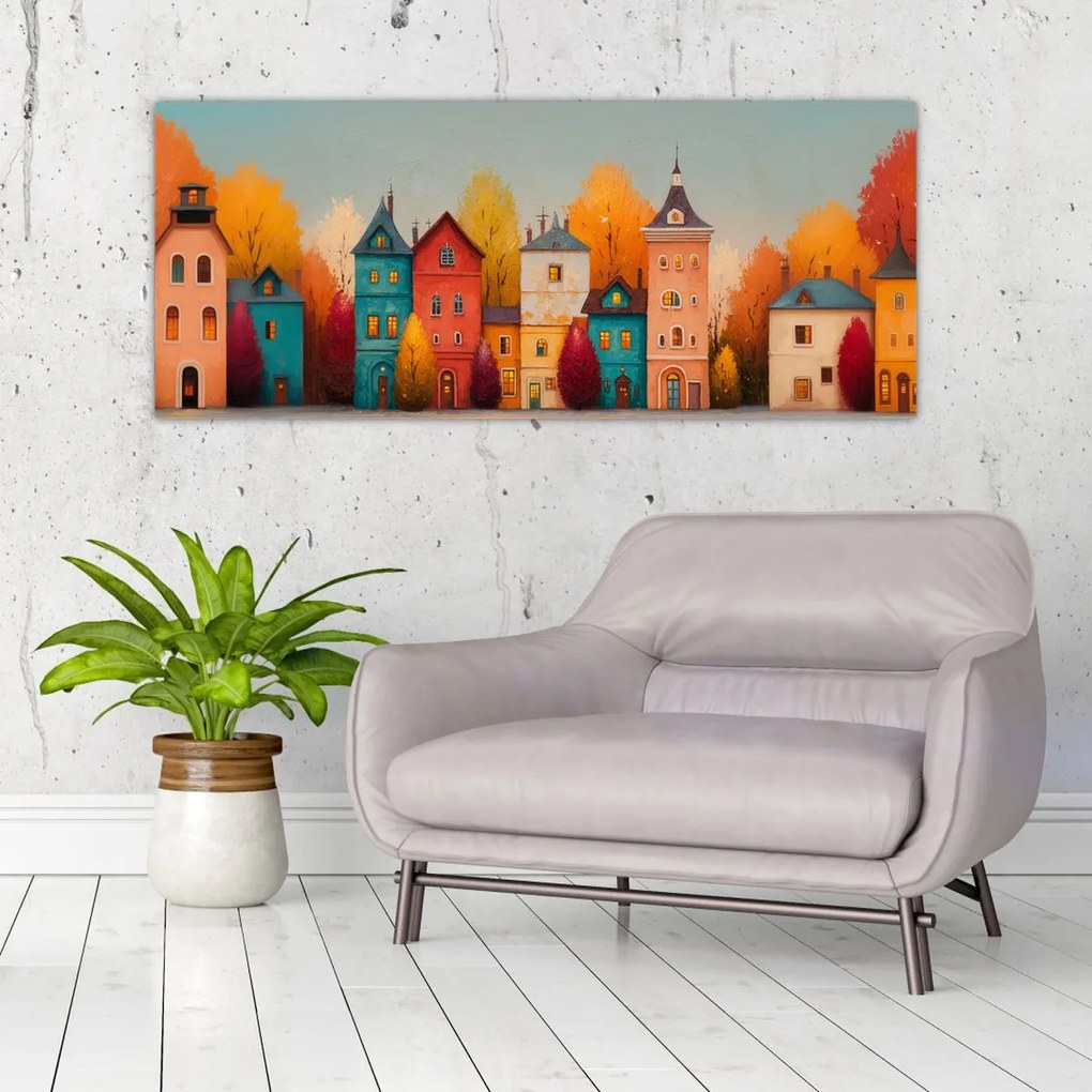 Obraz - Jesenná dedina (120x50 cm)