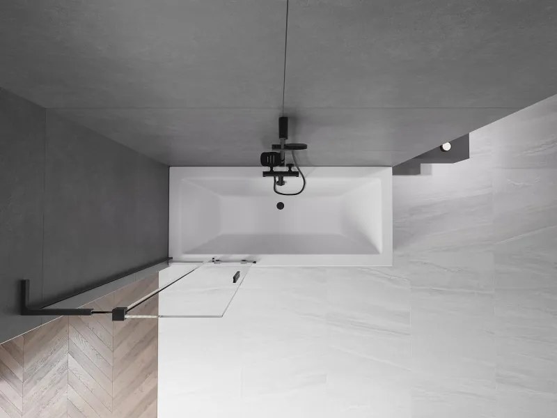 Mexen Velar L, 2-krídlová posuvná vaňová zástena 75 x 150 cm, 8mm číre sklo, čierna matná, 896-075-003-01-70