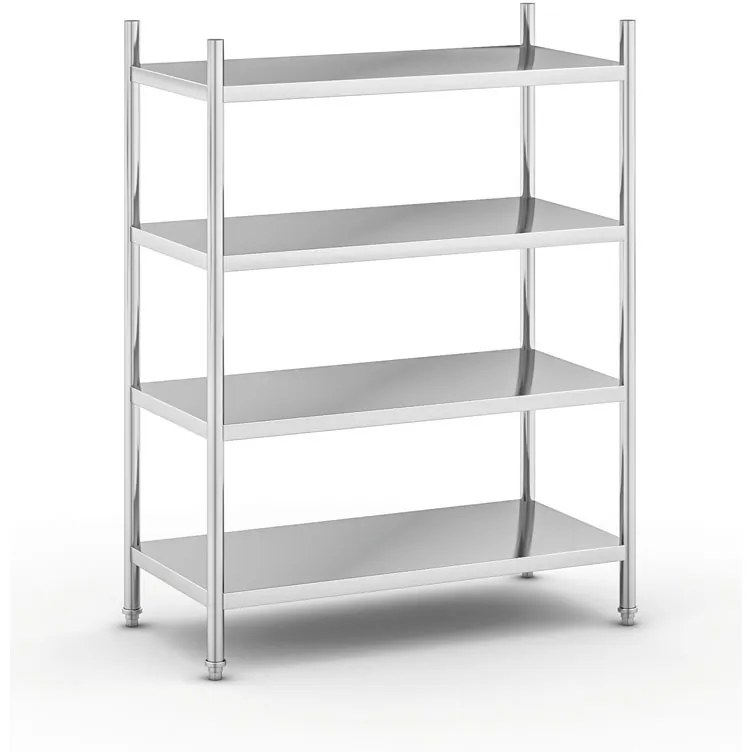 Nerezový policový regál, 1550 x 1200 x 600 mm, 4 police