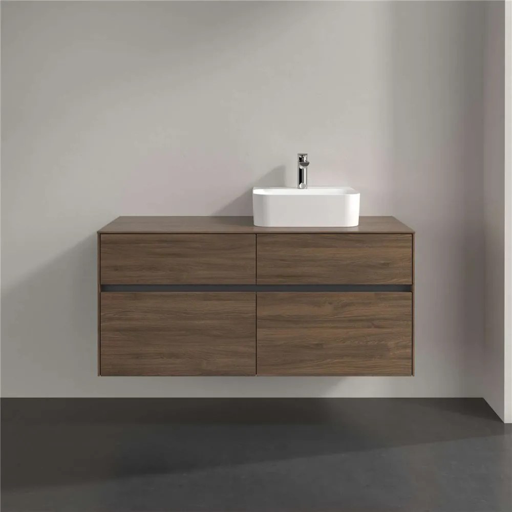 VILLEROY &amp; BOCH Collaro závesná skrinka pod umývadlo na dosku (umývadlo vpravo), 4 zásuvky, s LED osvetlením, 1200 x 500 x 548 mm, Arizona Oak, C099B0VH