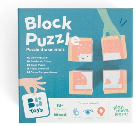 Drevené obrázkové kocky so zvieratkami - 4 ks