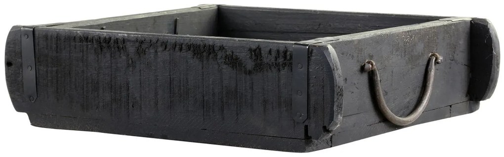 Biela drevená retro debnička s kovovými ušami Brick old - 22*22*7cm